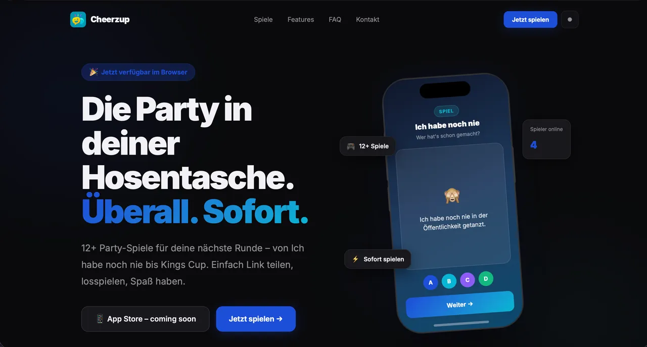 Cheerzup – Partyspiele-Webapp im Browser